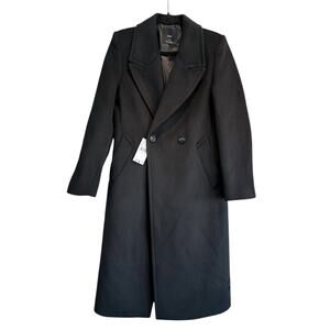 Mango Black Wool Long Peacoat Size XS